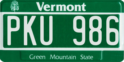 VT license plate PKU986