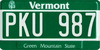 VT license plate PKU987