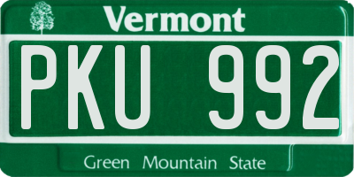 VT license plate PKU992