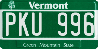 VT license plate PKU996