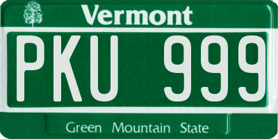VT license plate PKU999