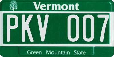 VT license plate PKV007