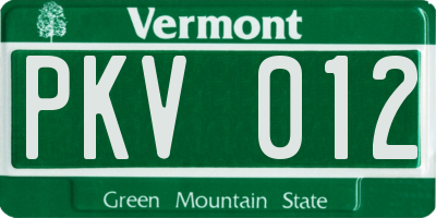VT license plate PKV012