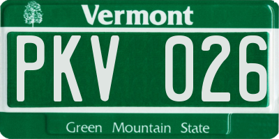 VT license plate PKV026