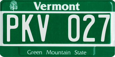 VT license plate PKV027