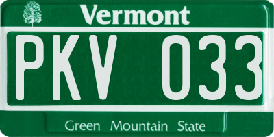 VT license plate PKV033