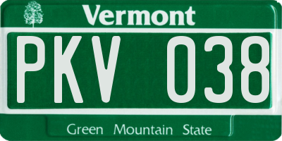 VT license plate PKV038