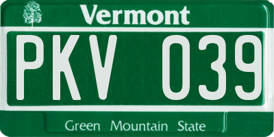 VT license plate PKV039