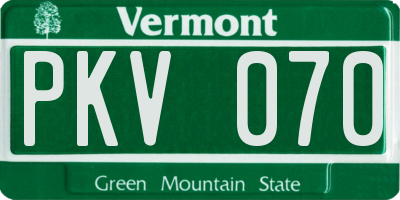 VT license plate PKV070