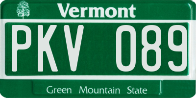 VT license plate PKV089
