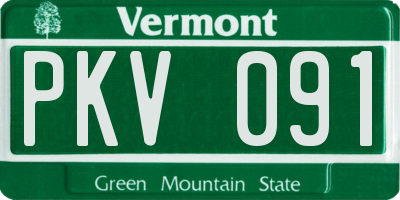 VT license plate PKV091