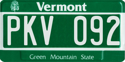 VT license plate PKV092
