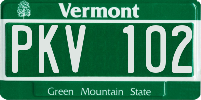 VT license plate PKV102