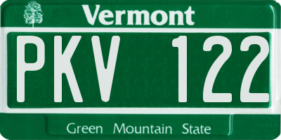 VT license plate PKV122