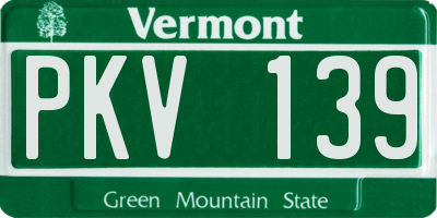 VT license plate PKV139