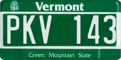 VT license plate PKV143