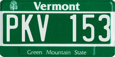 VT license plate PKV153