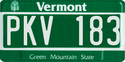 VT license plate PKV183