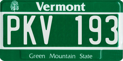 VT license plate PKV193
