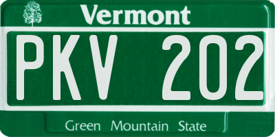 VT license plate PKV202