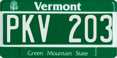 VT license plate PKV203
