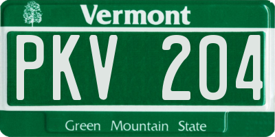 VT license plate PKV204