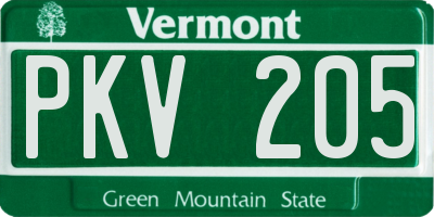 VT license plate PKV205