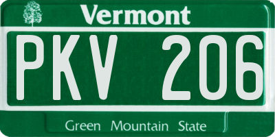 VT license plate PKV206