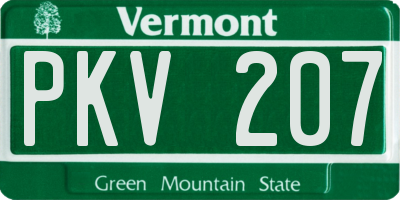 VT license plate PKV207