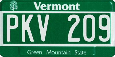 VT license plate PKV209