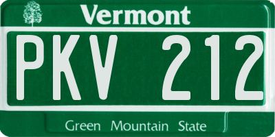 VT license plate PKV212
