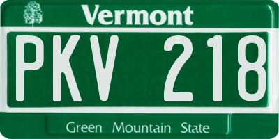 VT license plate PKV218