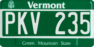 VT license plate PKV235
