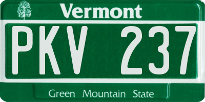 VT license plate PKV237