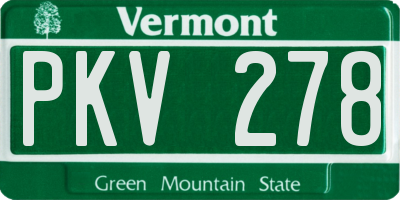 VT license plate PKV278