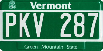 VT license plate PKV287