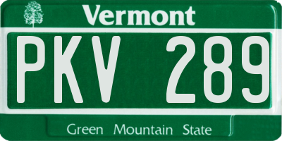 VT license plate PKV289