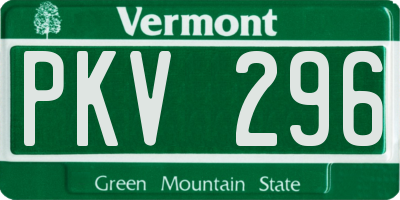 VT license plate PKV296