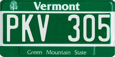 VT license plate PKV305