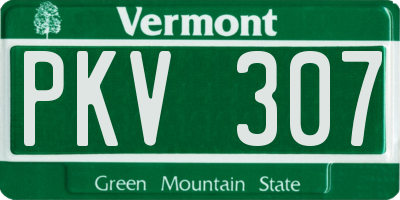 VT license plate PKV307