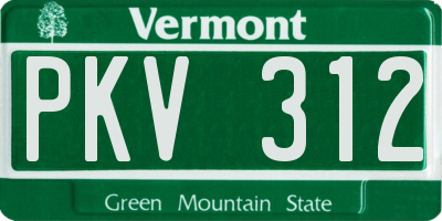 VT license plate PKV312