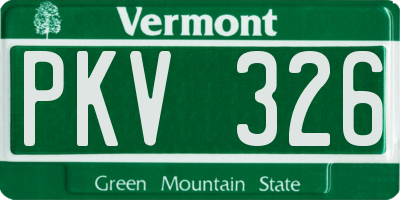 VT license plate PKV326