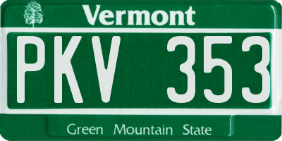 VT license plate PKV353