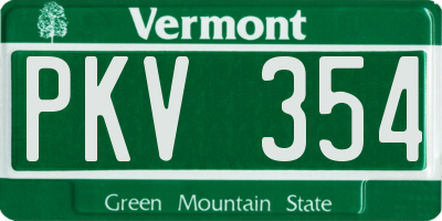 VT license plate PKV354