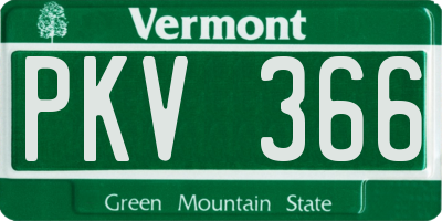 VT license plate PKV366