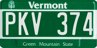 VT license plate PKV374