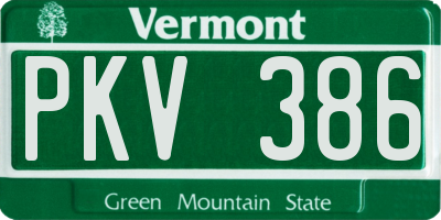 VT license plate PKV386