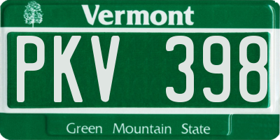 VT license plate PKV398