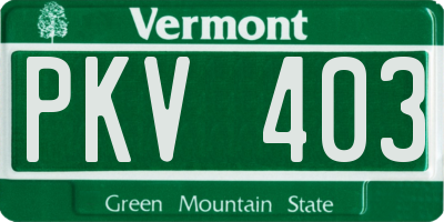 VT license plate PKV403