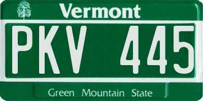 VT license plate PKV445